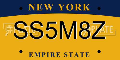 SS5M8Z New York License Plate
