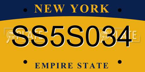 SS5S034 New York License Plate