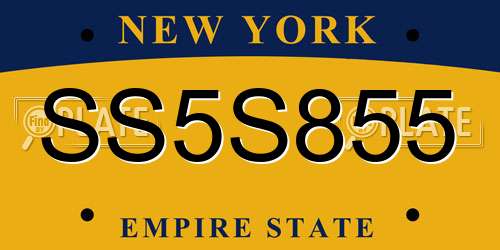 SS5S855 New York License Plate