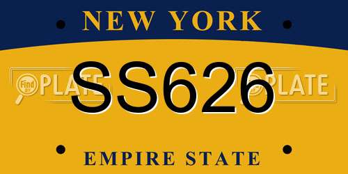 SS626 New York License Plate
