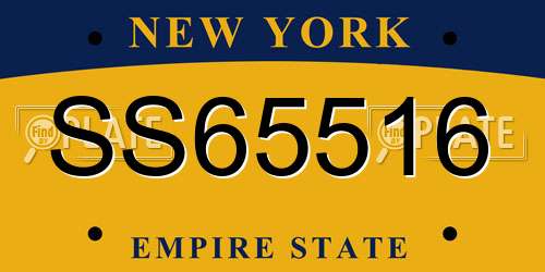 SS65516 New York License Plate