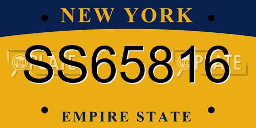 SS65816 New York License Plate