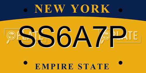 SS6A7P New York License Plate