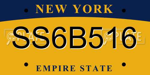 SS6B516 New York License Plate