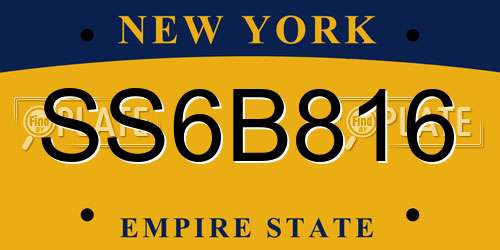 SS6B816 New York License Plate