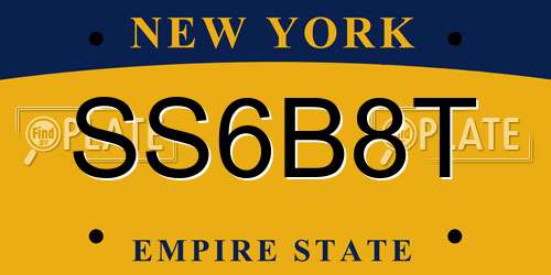 SS6B8T New York License Plate