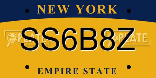 SS6B8Z New York License Plate