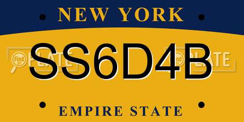 SS6D4B New York License Plate