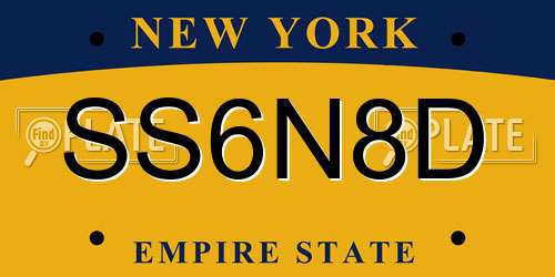 SS6N8D New York License Plate