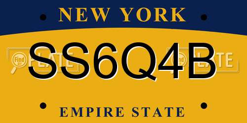 SS6Q4B New York License Plate