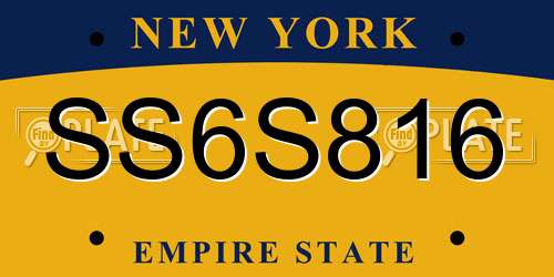 SS6S816 New York License Plate