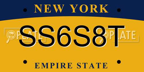 SS6S8T New York License Plate