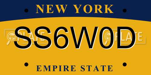 SS6W0D New York License Plate