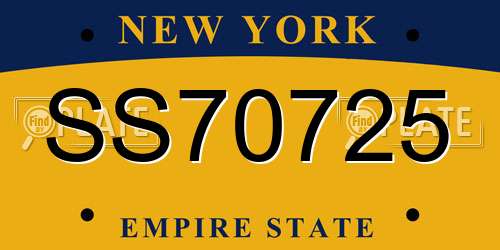SS70725 New York License Plate