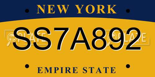 SS7A892 New York License Plate