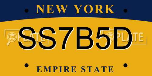 SS7B5D New York License Plate