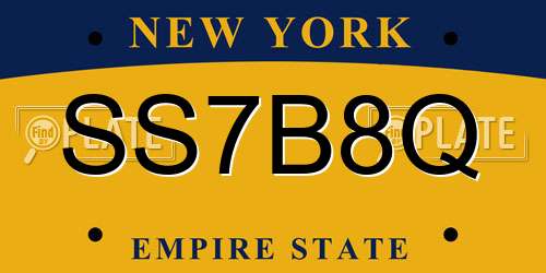 SS7B8Q New York License Plate