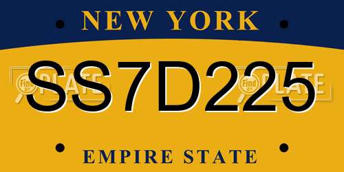 SS7D225 New York License Plate