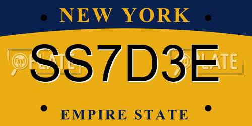 SS7D3E New York License Plate