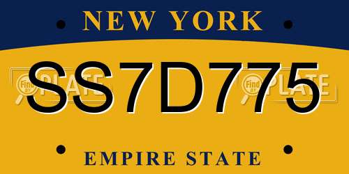 SS7D775 New York License Plate