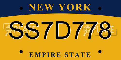 SS7D778 New York License Plate