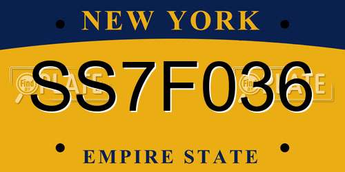 SS7F036 New York License Plate