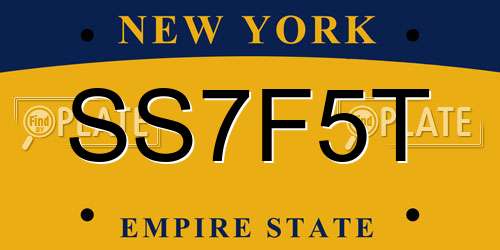 SS7F5T New York License Plate