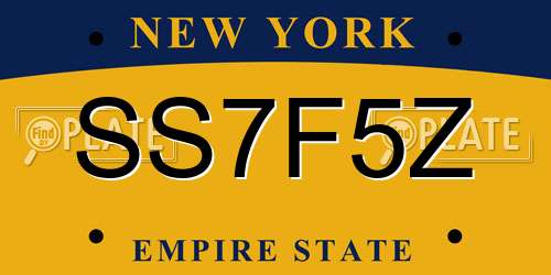SS7F5Z New York License Plate