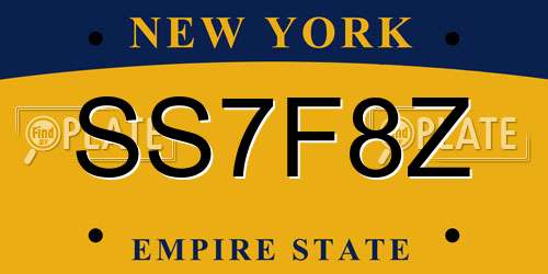 SS7F8Z New York License Plate
