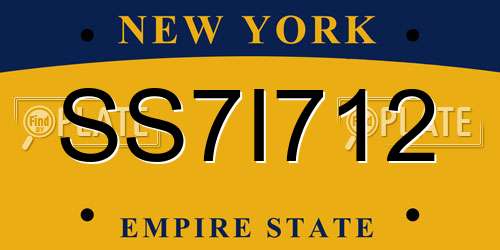 SS7I712 New York License Plate