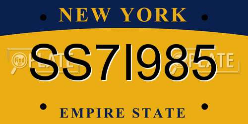 SS7I985 New York License Plate