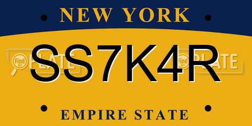 SS7K4R New York License Plate