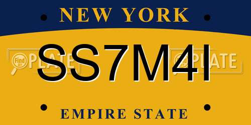 SS7M4I New York License Plate