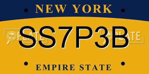 SS7P3B New York License Plate