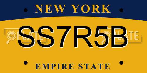 SS7R5B New York License Plate
