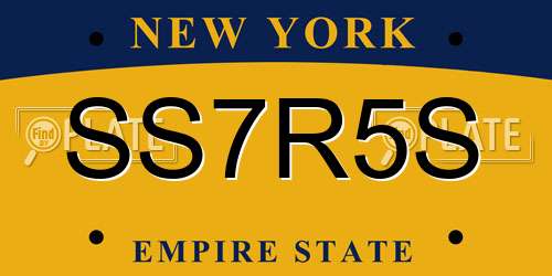 SS7R5S New York License Plate