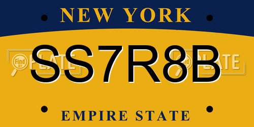 SS7R8B New York License Plate