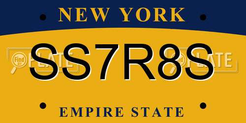 SS7R8S New York License Plate