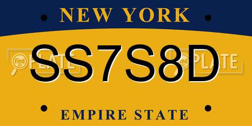 SS7S8D New York License Plate