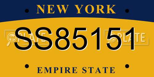 SS85151 New York License Plate