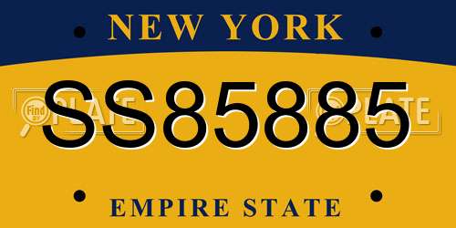 SS85885 New York License Plate
