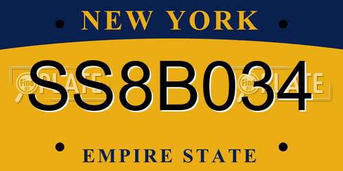 SS8B034 New York License Plate