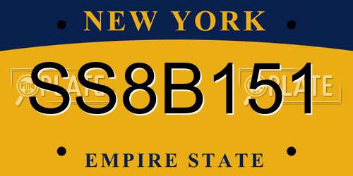SS8B151 New York License Plate