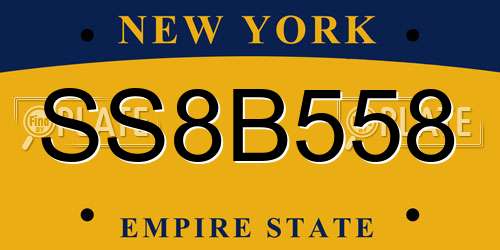 SS8B558 New York License Plate