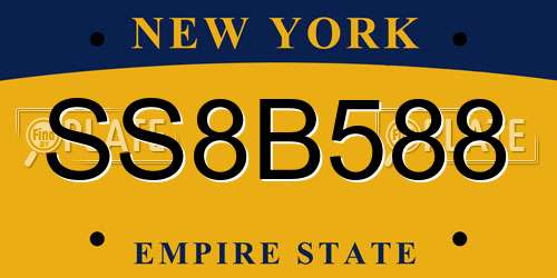 SS8B588 New York License Plate