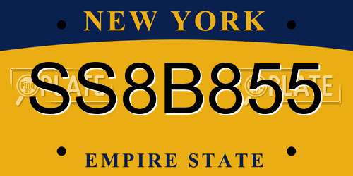 SS8B855 New York License Plate