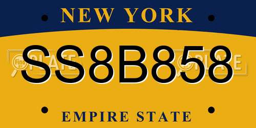 SS8B858 New York License Plate
