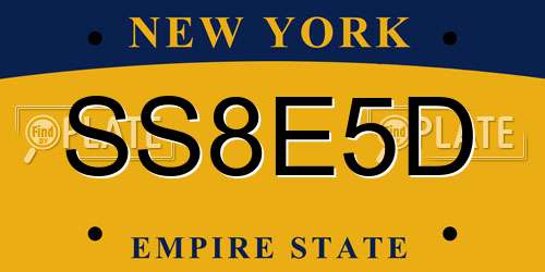 SS8E5D New York License Plate