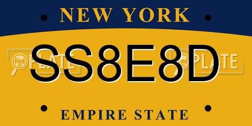 SS8E8D New York License Plate