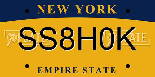 SS8H0K New York License Plate